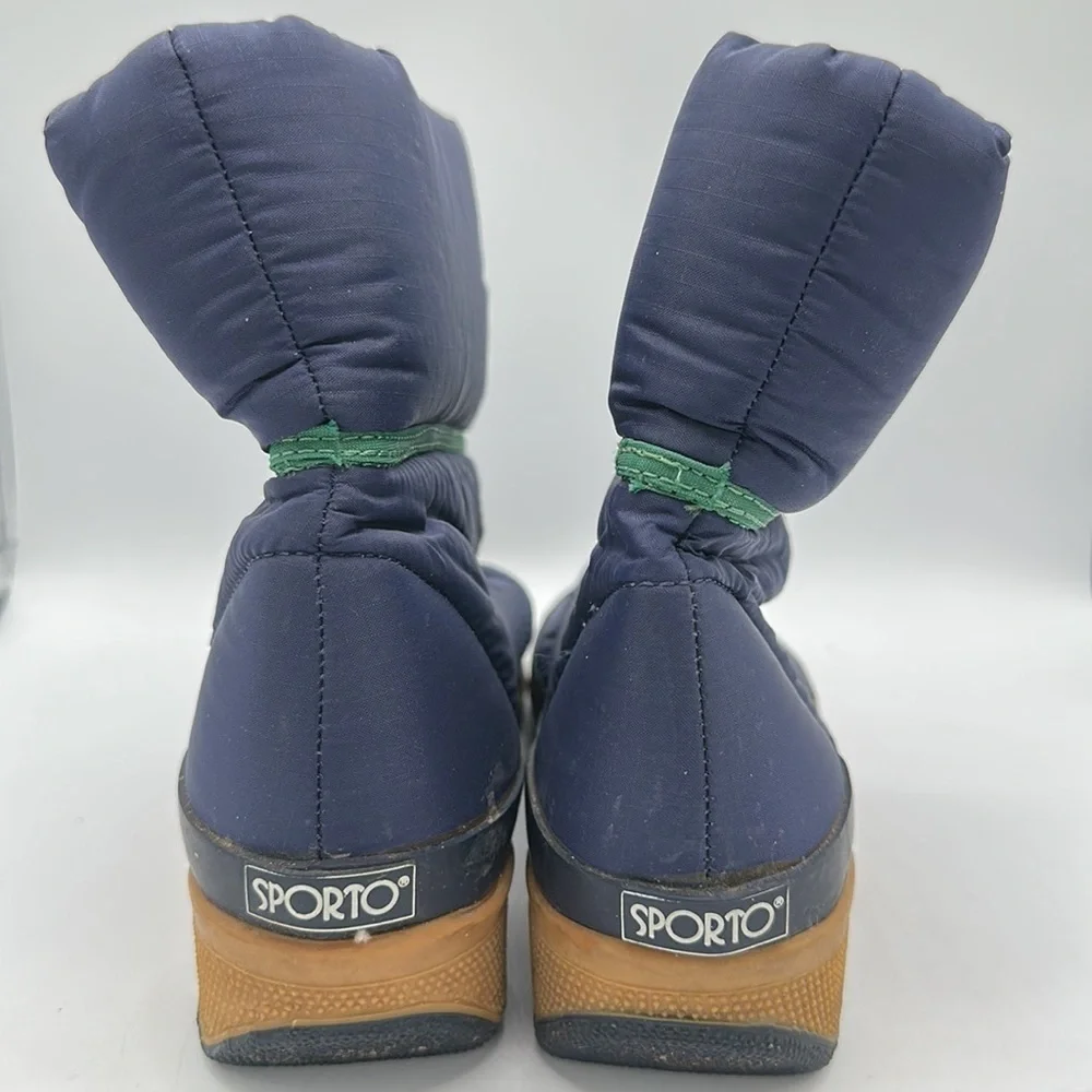 Sporto Boots | Navy and Green | Quilted | Size 6